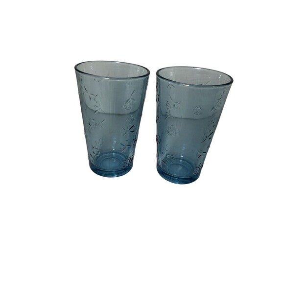 Set of (2) Anchor Hocking SAVANNAH Blue 18 oz Iced Tea Cooler Glasses 5 7/8" - Picture 4 of 16